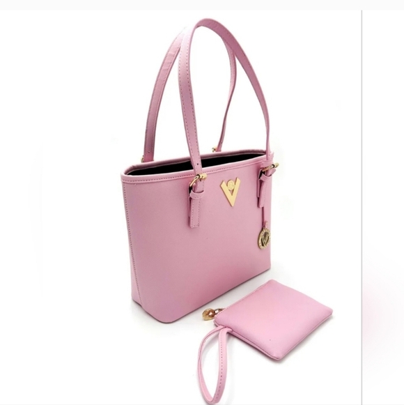 Valentino Pink Tote Bag with Matching Pouch, Gold Hardware & Finishes, NWT - Picture 4 of 4